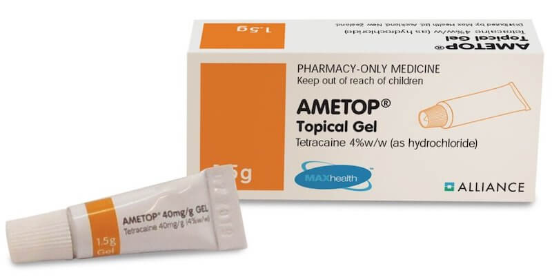 A photo of Ametop Topical Gel, which makes the site where the IV sedation needle goes in profoundly numb