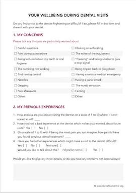Dental Fears Patient Form