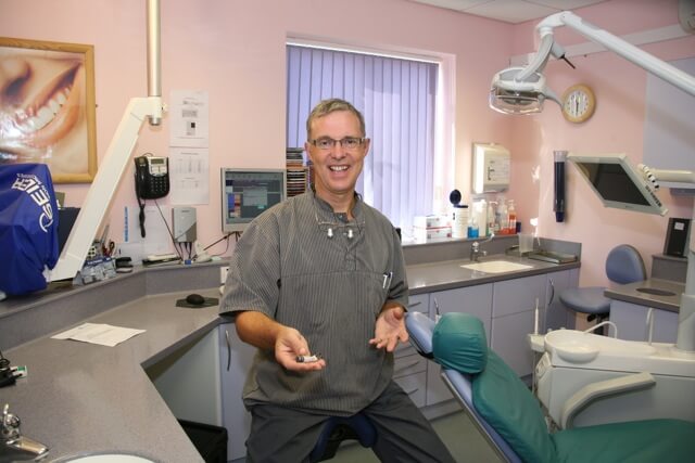 Dentist Murray Hawkins in his surgery
